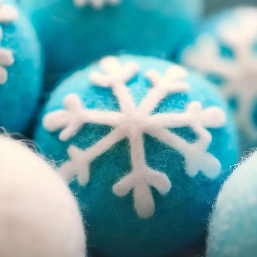 Whimsical Winter Decor Snowflake Wool Balls - 10pcs