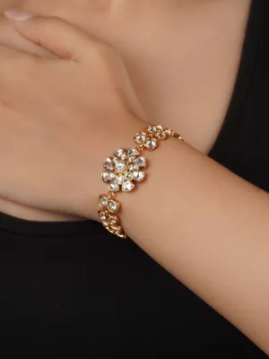 White Color Gold Plated Faux Polki Bracelet - PK-BRAC13