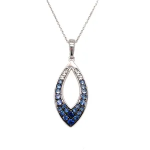 White Gold Ombre Pendant featuring Denim Ombré® and White Sapphire