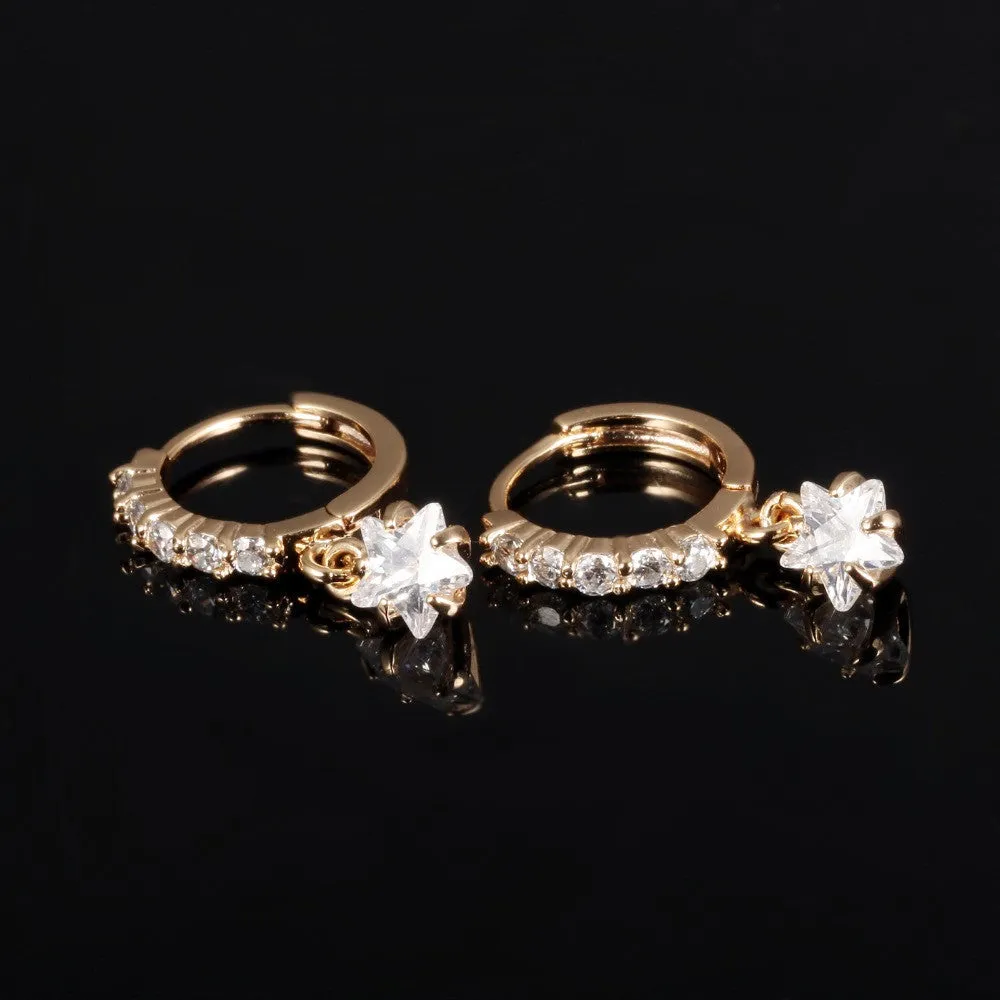 Women Crystal Earring Jewelry 18K Gold Plated Stud Earrings For Women Big Stud Earrings With Stars