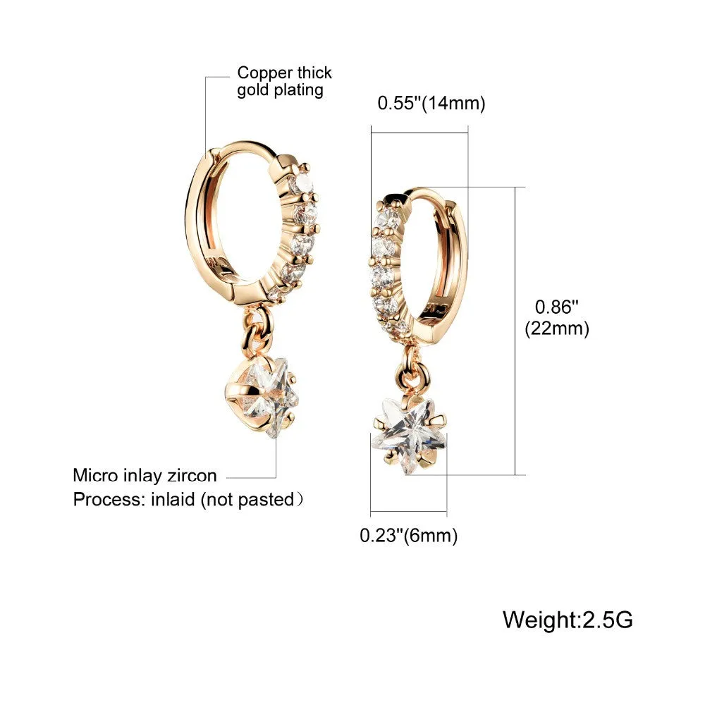 Women Crystal Earring Jewelry 18K Gold Plated Stud Earrings For Women Big Stud Earrings With Stars