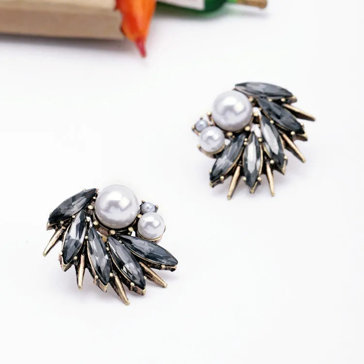 Women Irregularity Simulated Pearl Spike Stud Earrings Fashion Jewelry