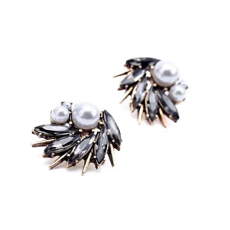 Women Irregularity Simulated Pearl Spike Stud Earrings Fashion Jewelry